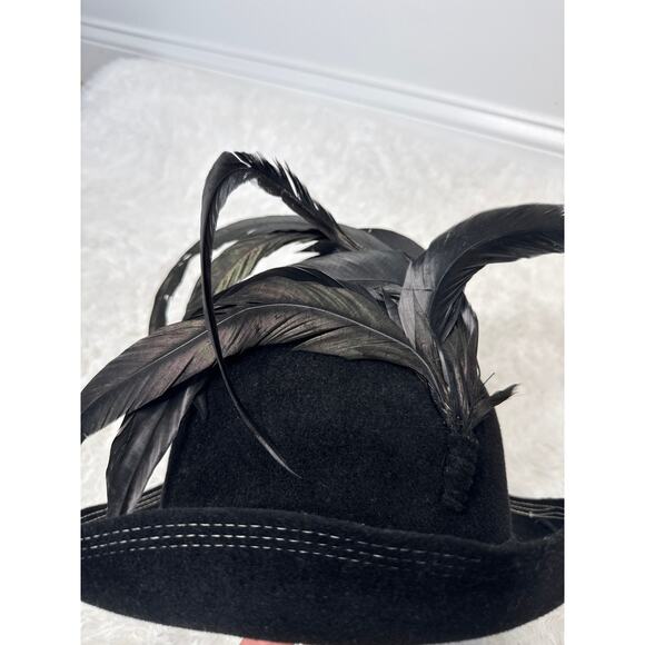 Vintage 50\'s Josephine Tripoli New York elegant Black Felt Hat with Feathers main image 11